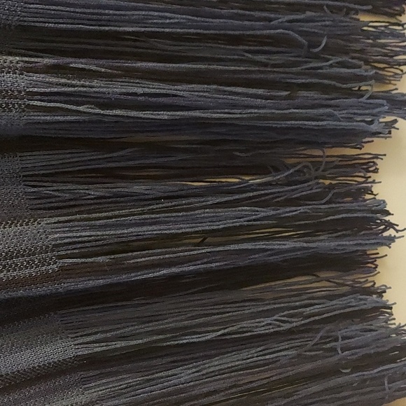 NIC+ZOE Navy Striped Boatneck Pullover Fringed Linen Sweater - Picture 6 of 11